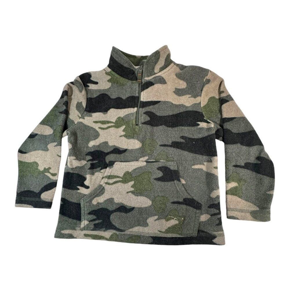 Duck Head Kids Camo Fleece Pullover Half-Zip Size 5 M Youth Sweatshirt Zip Up